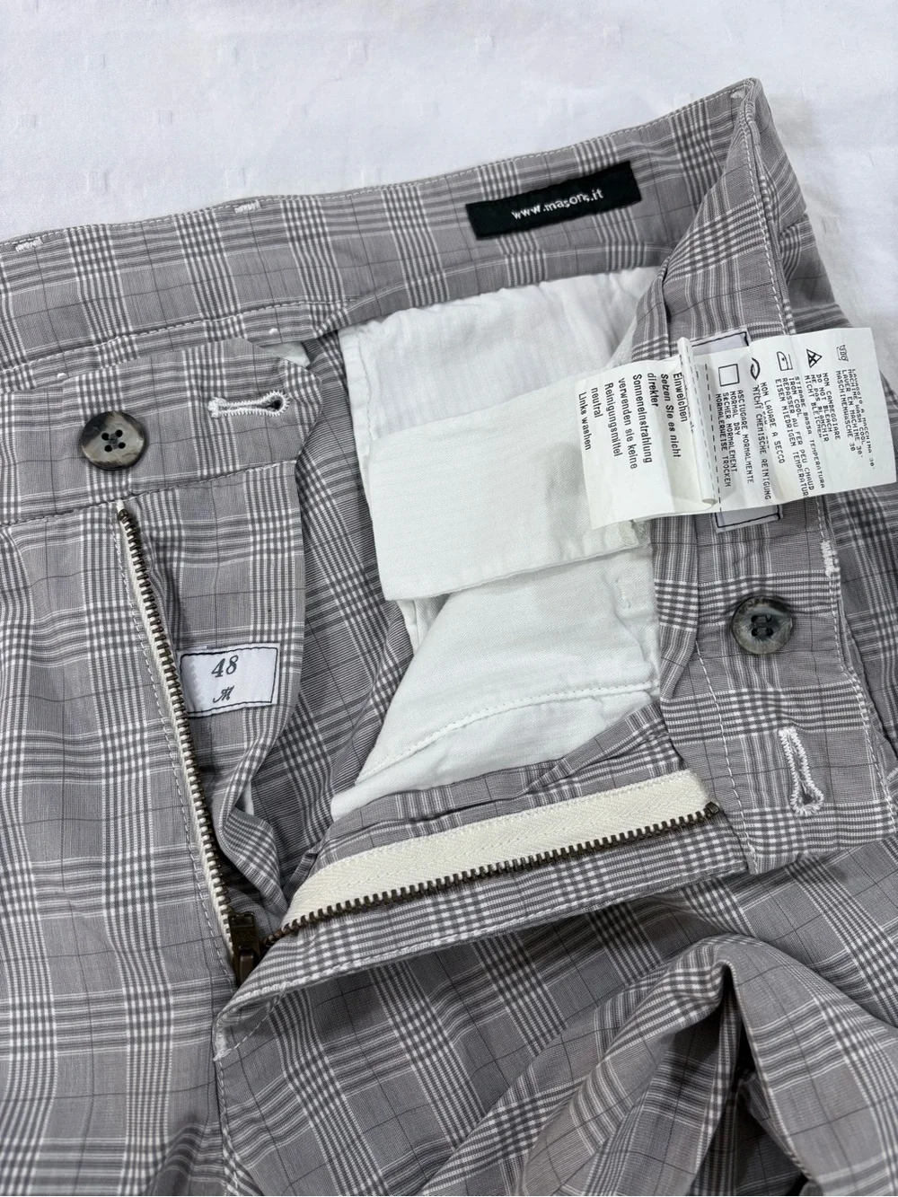 Mason's Italy Gray Plaid Torino Chino Pants Men's Size 48 EU / 32 US